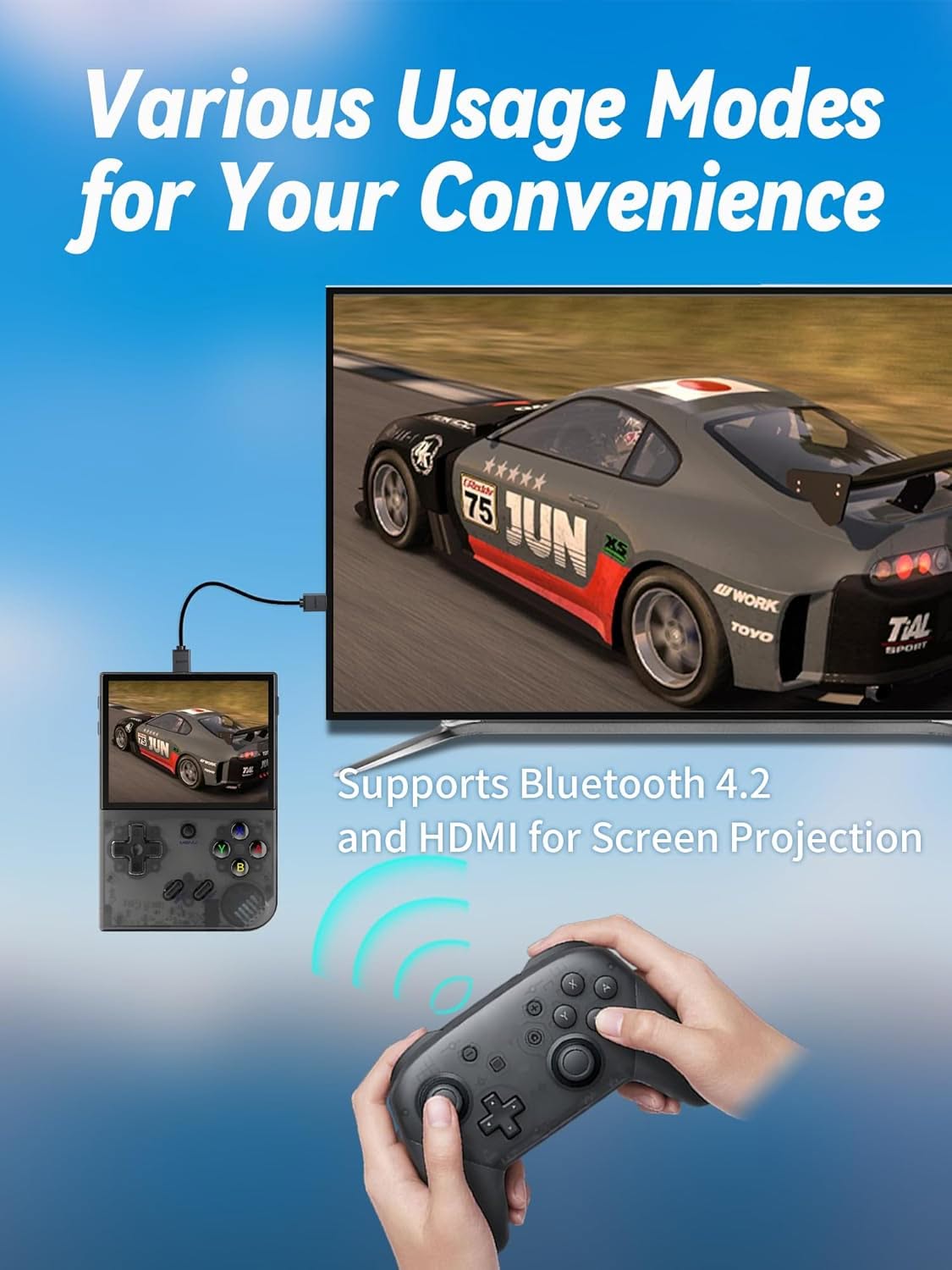 D-R35PLUS Handheld Game Console, 10,000+ Games Optional, Built in Emulators, 3.5 Inch IPS Screen 4 Core 1.5 GHZ Pocket Gaming Console